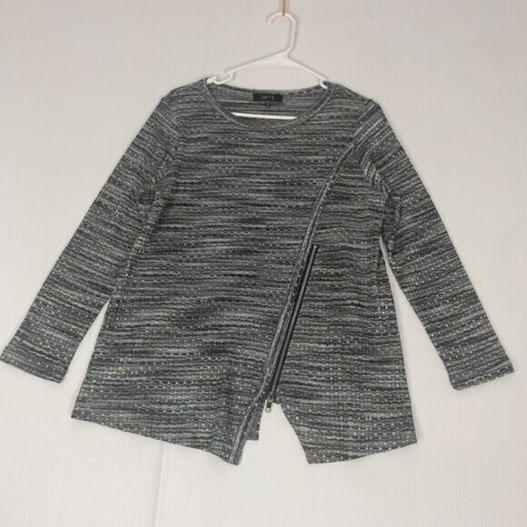 Comfy USA Gray  Stretch Zip Front Knit Sweater Cardigan Top Small Made in USA - Picture 1 of 13